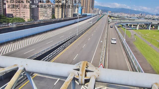 新北環快，北上3K+420台北中興橋匝道分流
