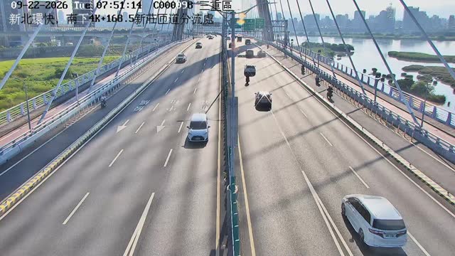 新北環快，南下4K+168.5新莊匝道分流處(往新莊環河路)