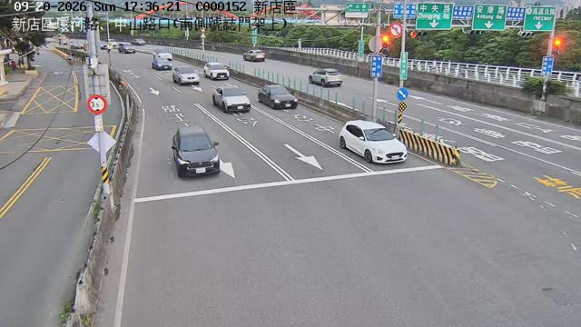 新店區環河路、中山路口(南側號誌門架上)