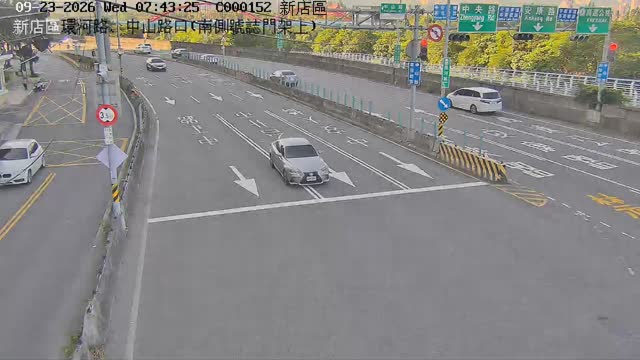 新店區環河路、中山路口(南側號誌門架上)