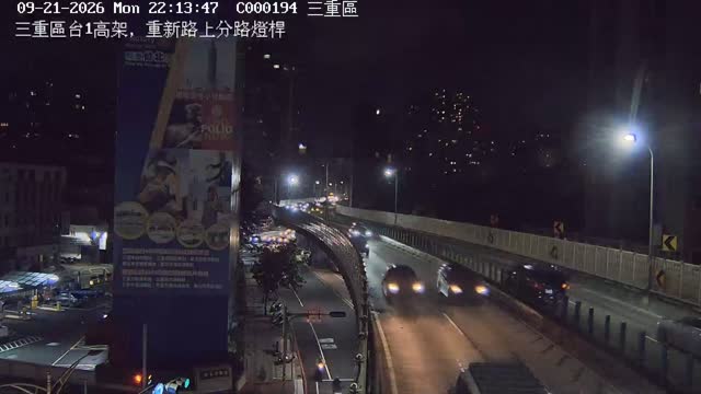 三重區台1高架，重新路上分路燈桿